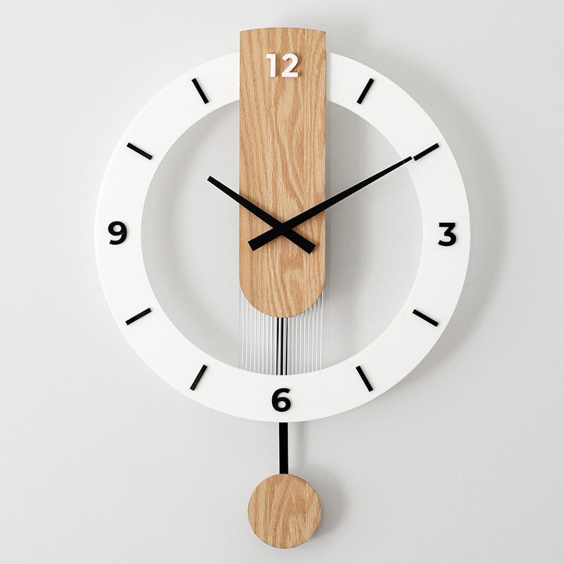 Simple Wall Clock Nordic Modern Solid Wood Mute Swing