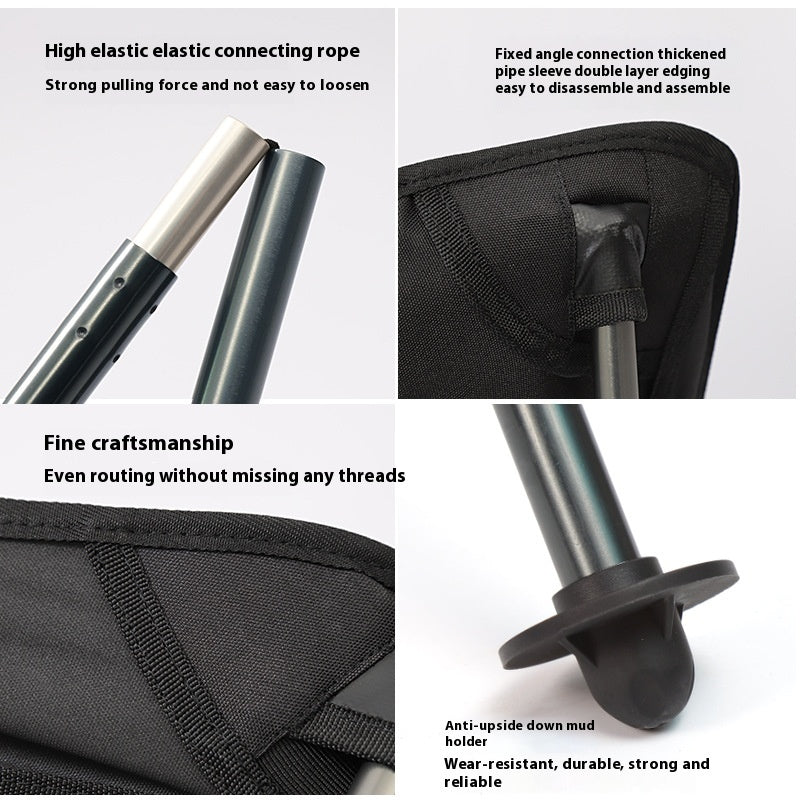 Outdoor Camping Aluminum High Strap Armrest Folding Chair