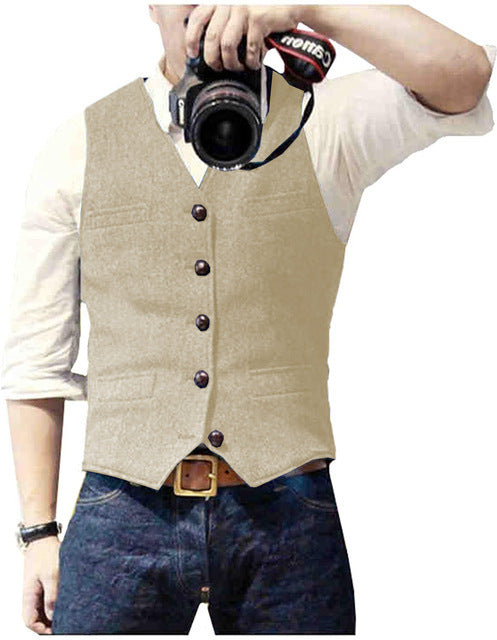 Slim-fit Herringbone Vest Casual Business Professional Formal Wear Groomsmen