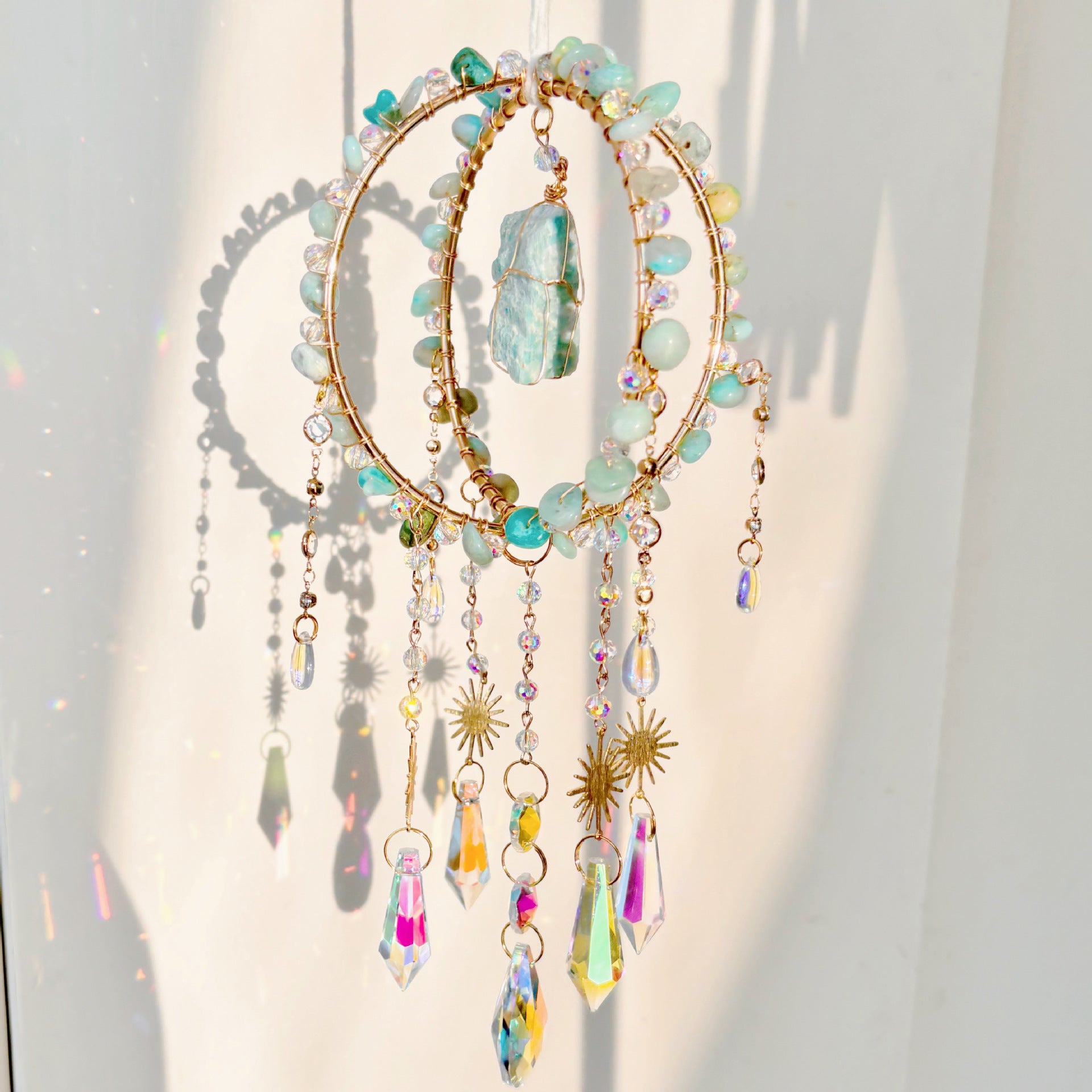 Natural Gravel Sun Catcher Rough Stone Winding Spherical Crafts