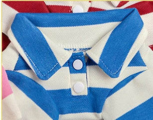 Pet Dog Polo Shirt Striped Beaded Lapel Elastic
