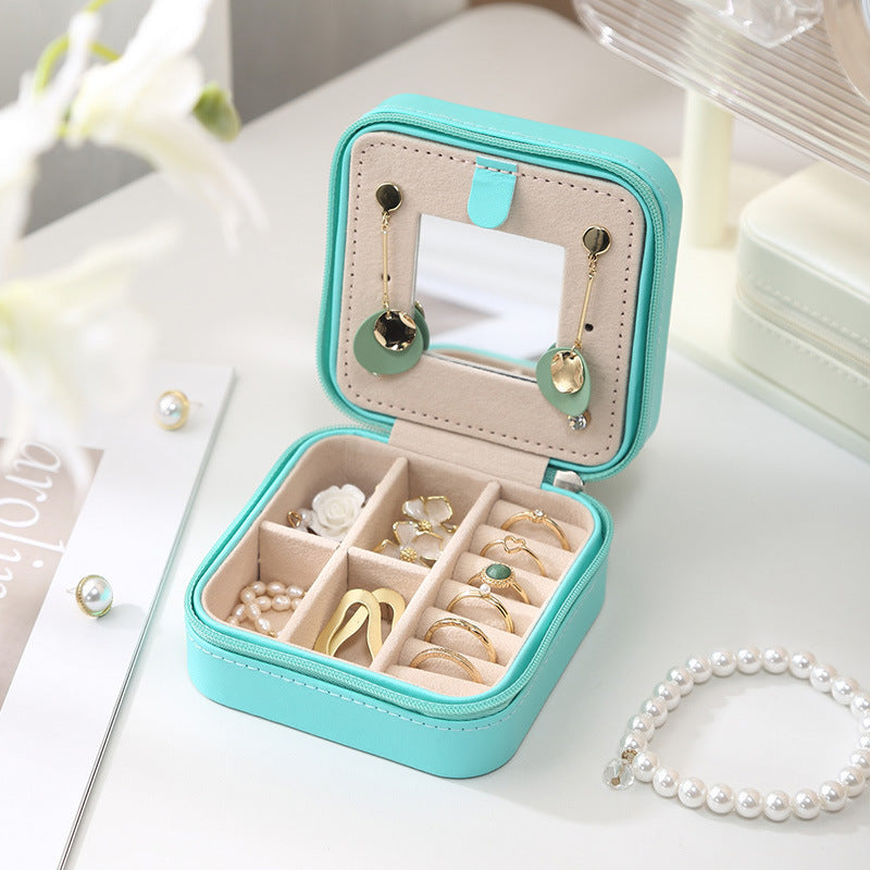Jewelry Box Travel Portable With Mirror Ornament