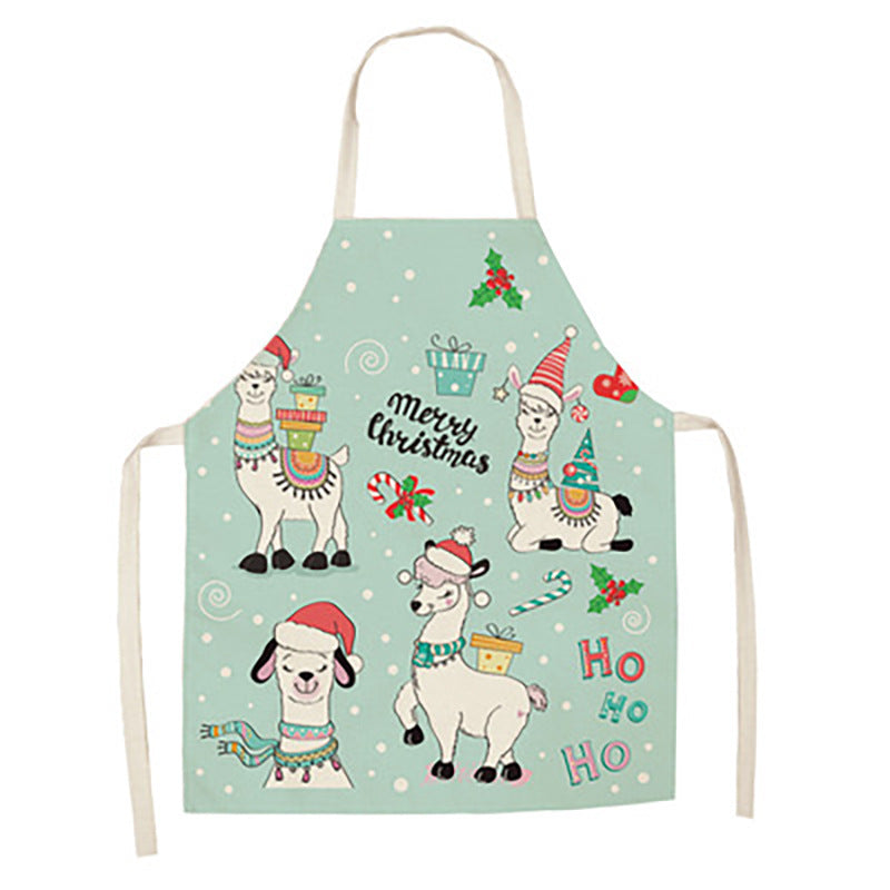 Cartoon Alpaca Cactus Cotton Linen Apron