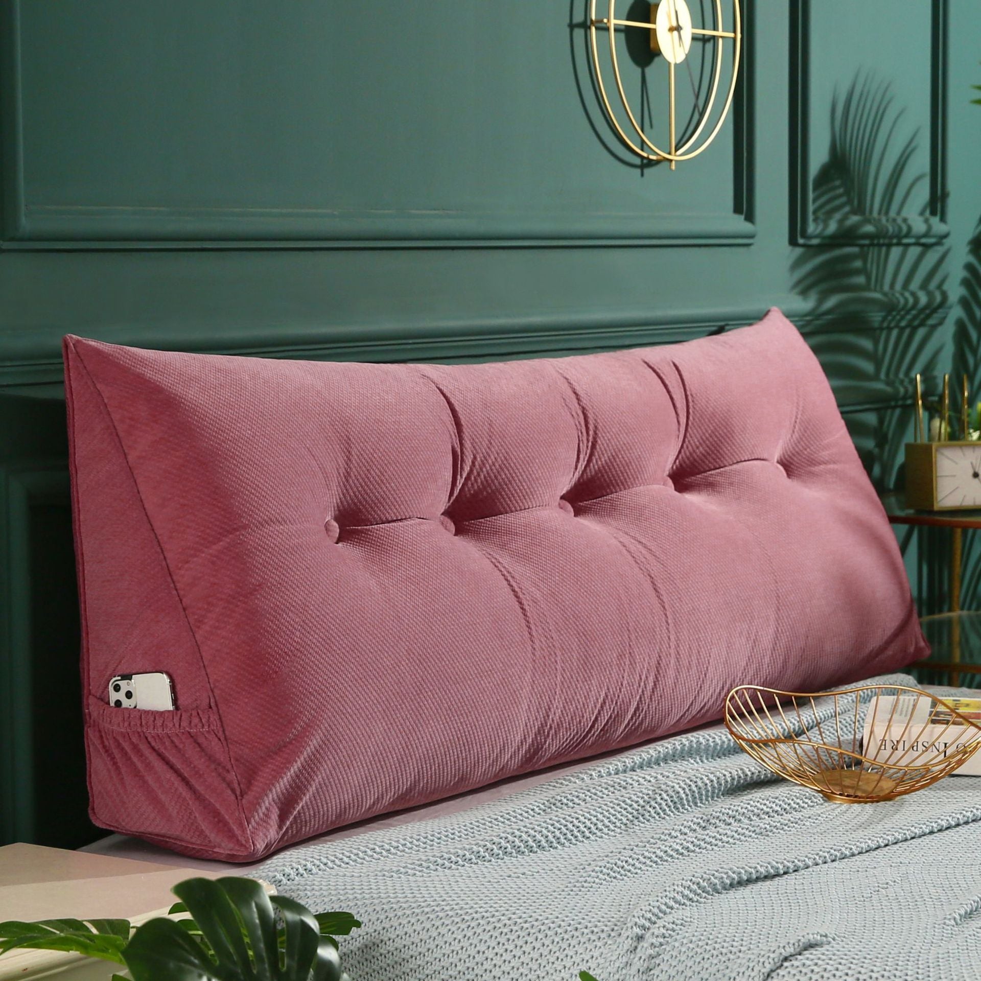 Three Dimensional Velvet Triangle Big Cushion Bedside Cushion Can Be