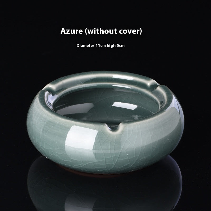 Ge Kiln Ceramics Ashtray Simple Windproof Anti-fly With Cover