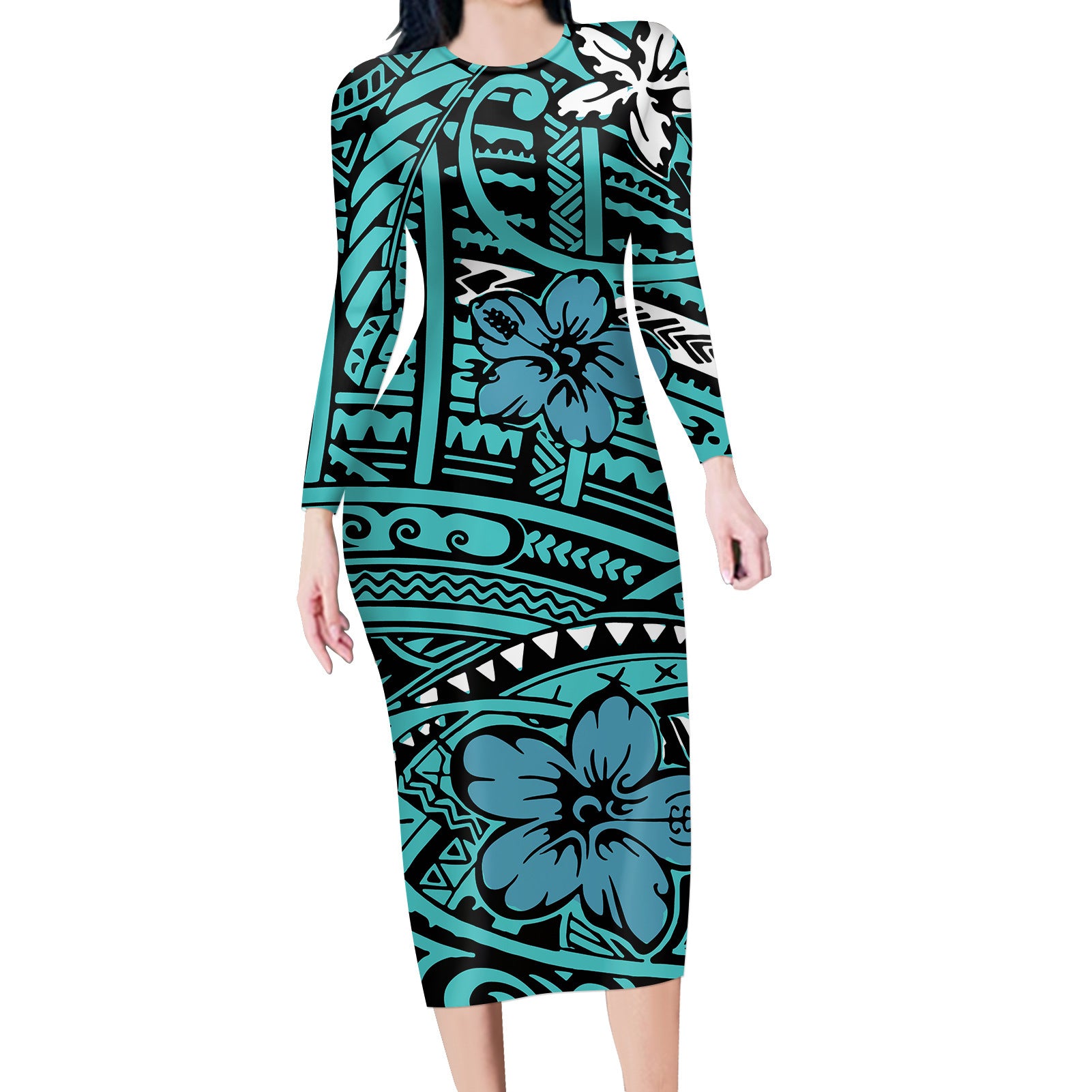 Polynesian Temperament Women's Long Sleeve Dress