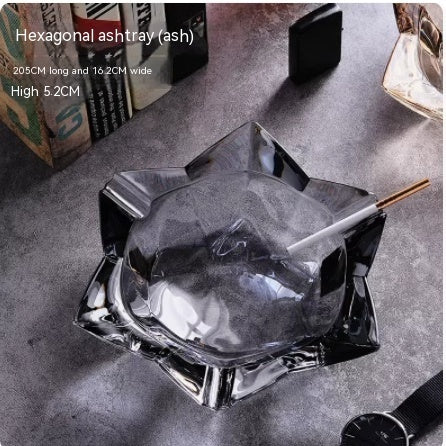 Crystal Glass Gold Rim Ashtray Prevent Fly Ash