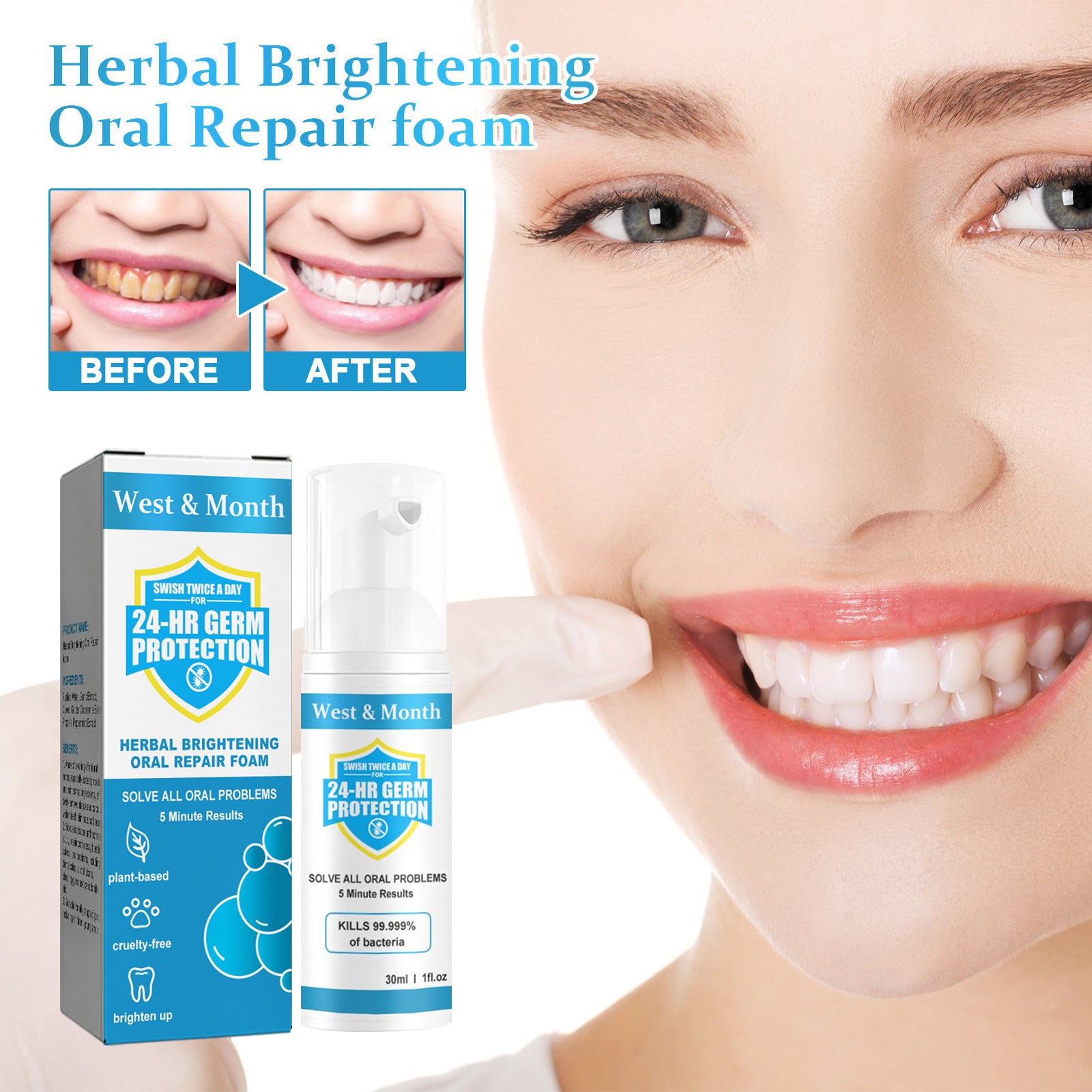 Herbal Bright White Teeth Mousse Toothpaste