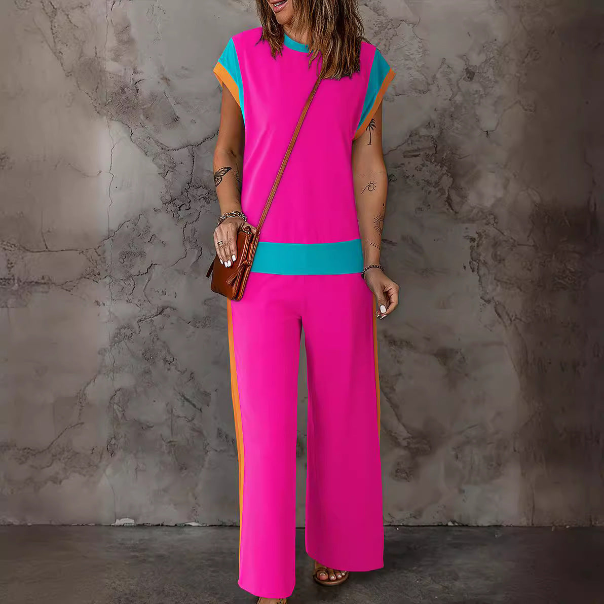 Color Matching Casual Suit Women's Thin Loose