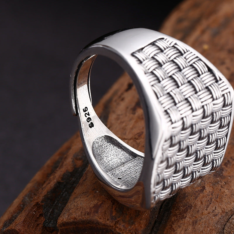 925 Sterling Silver Square Woven Ring