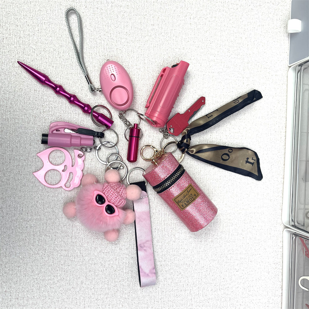 Hair Ball Lipstick Bag Bracelet Bracelet Key Chain Set