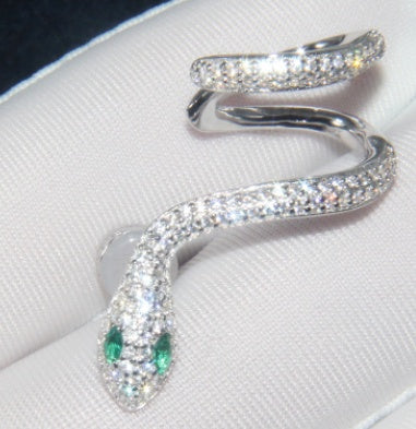 Euro-American brand S925 pure silver ear clip lady new snake-shaped full drill ear nails Chao people jewelry personality anti-allergy