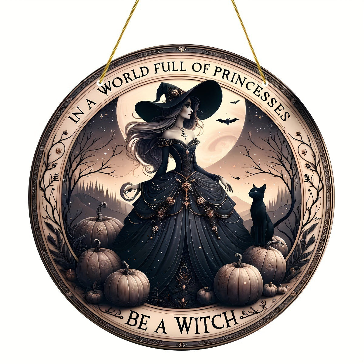 Acrylic Halloween Witch Pendant Color Disc Wall Decorations