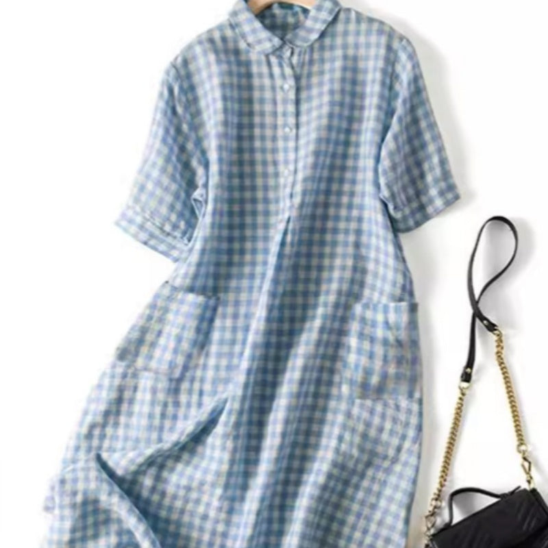 Women's Bubble Gree Collar Short Sleeve Dress