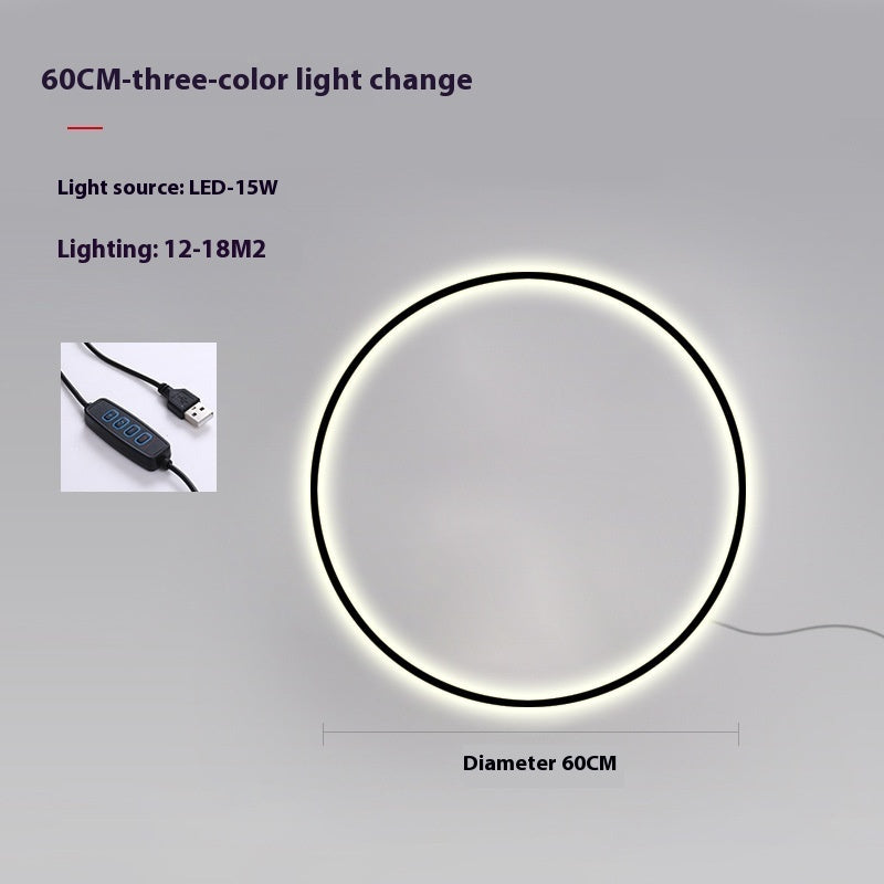 Minimalist Round Bedroom Bedside Lamp Wireless Living Room Sofa Background Wall Hotel Decorative Wall Lamp