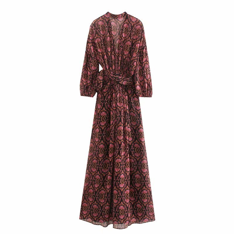 European station print dress