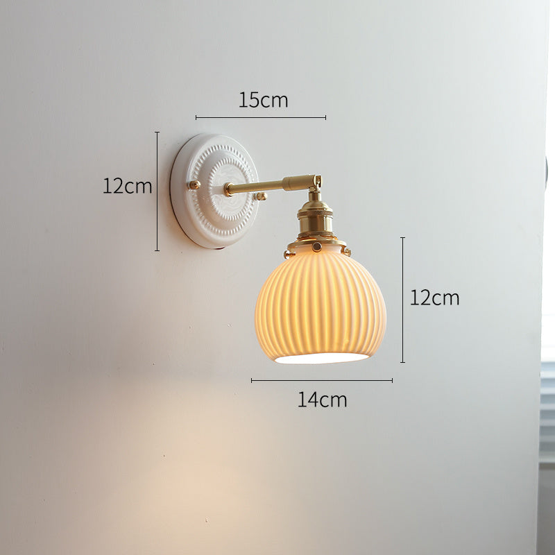 Ceramic Nordic Bedroom Bedside Full Copper Wall Lamp