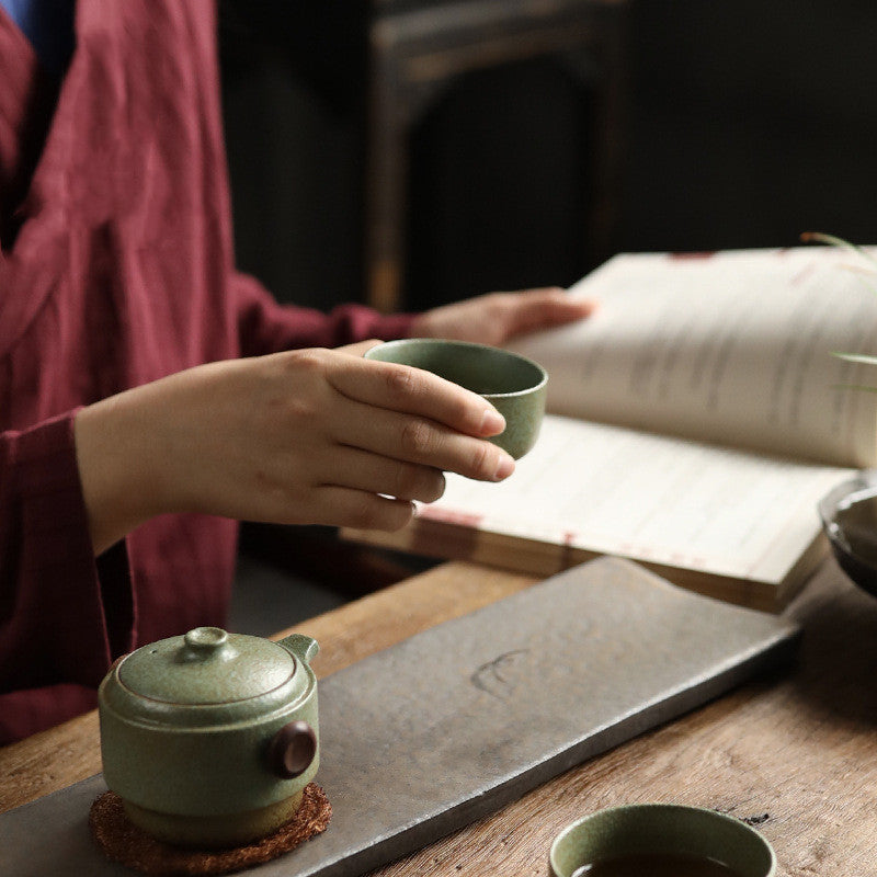 Travel One Pot Two Cups Black Pottery Kung Fu Tea Set