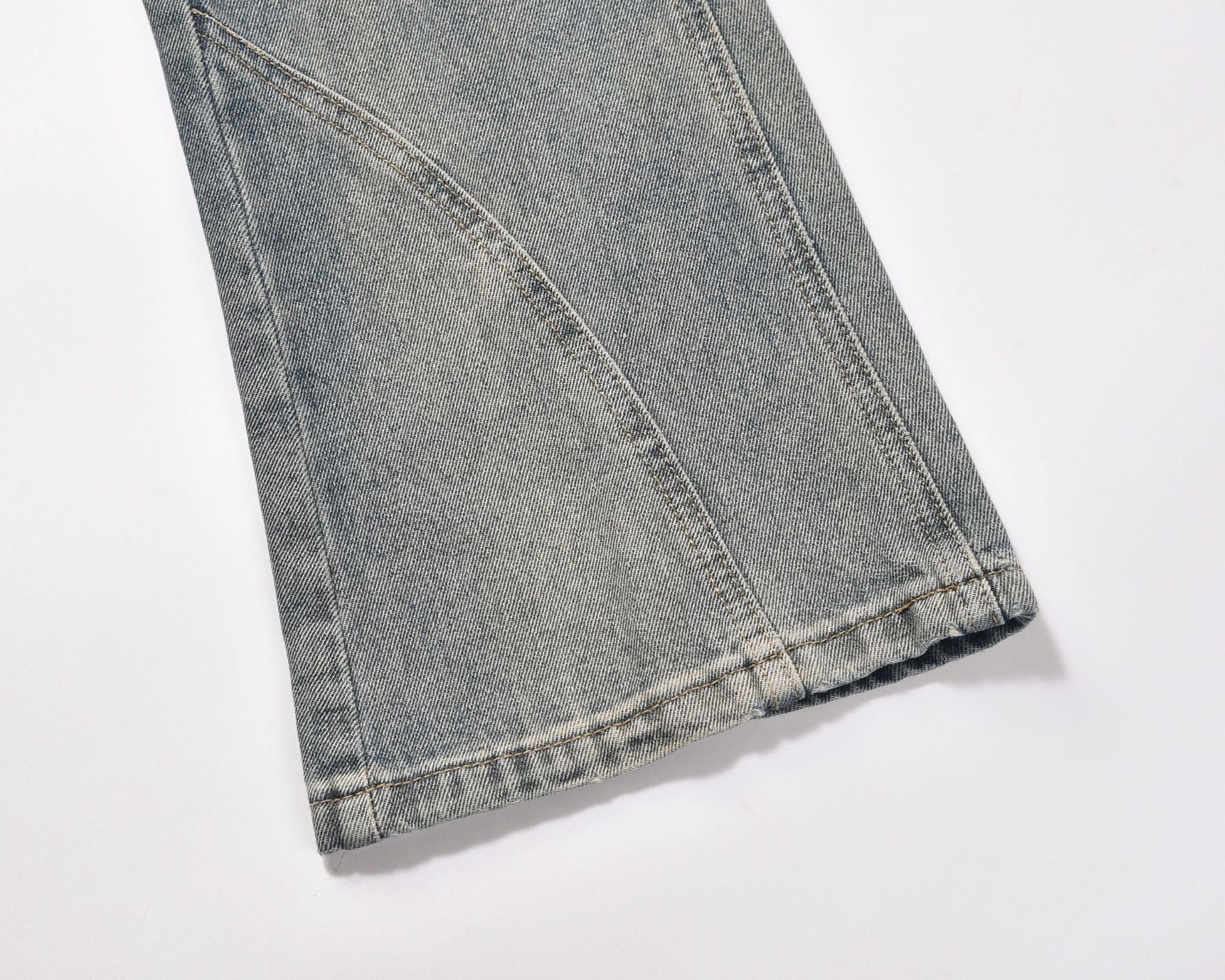 European And American Style Washed Pocket Stitching Zipper Slightly Flared Overalls