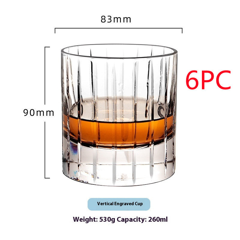 Whiskey Crystal Glass Handmade Fine Carved Wine Glass Ice Hockey Wide Mouth Light Luxury Shot Glass