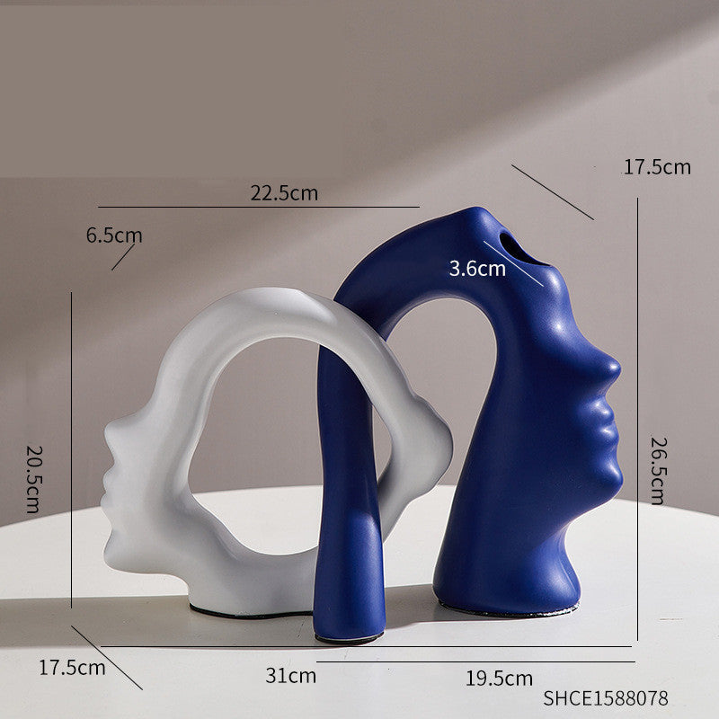 Abstract Character Art Vase Flower Arrangement And Dried Flower Creative TV Cabinet