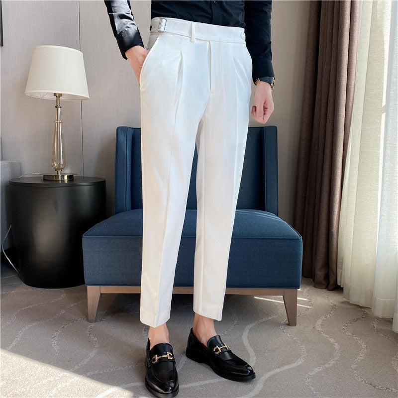 Men's Italian Striped Casual High Waist Business Casual Pants
