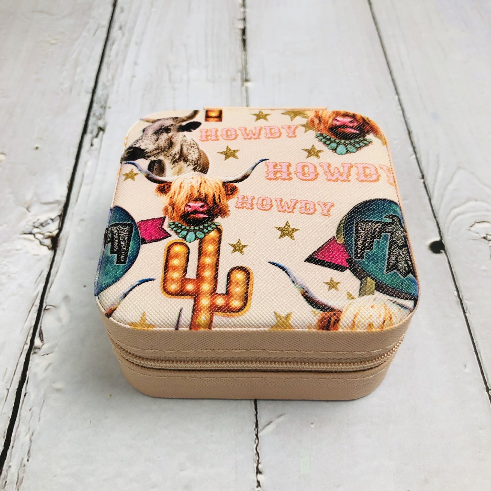 Zipper Printed Jewelry Box Easy To Carry