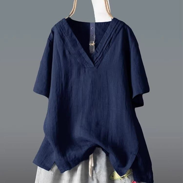 Loose Plus Size Embroidered Summer Short Sleeve