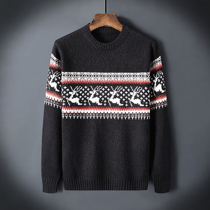 Men's contrast color plus fleece sweater