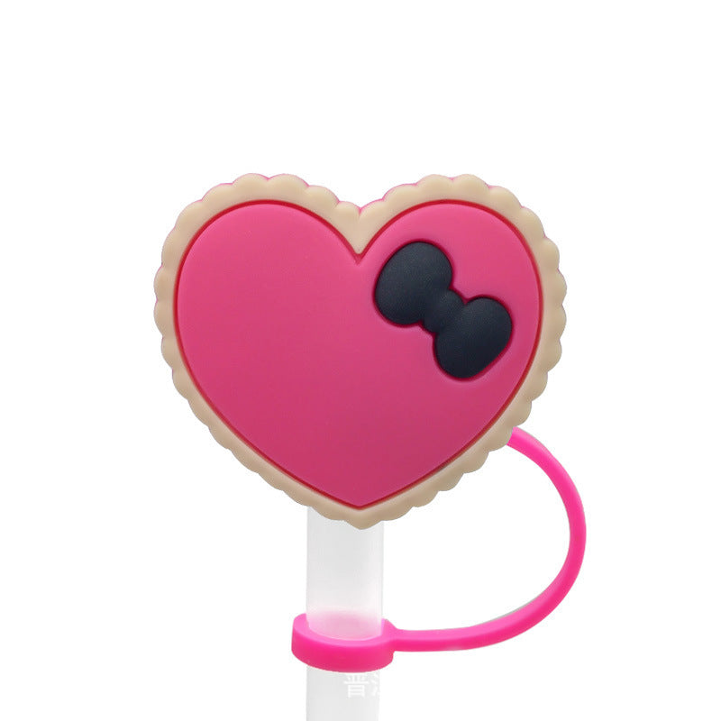 Straw Mouthpiece Silicone Dust Plug Decorative Buckle Clip Personalized Letter Label