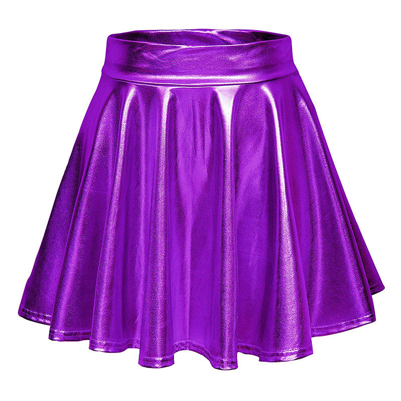 Cos Halloween Performance Costume Shiny Horn Pleated Mini Skirt