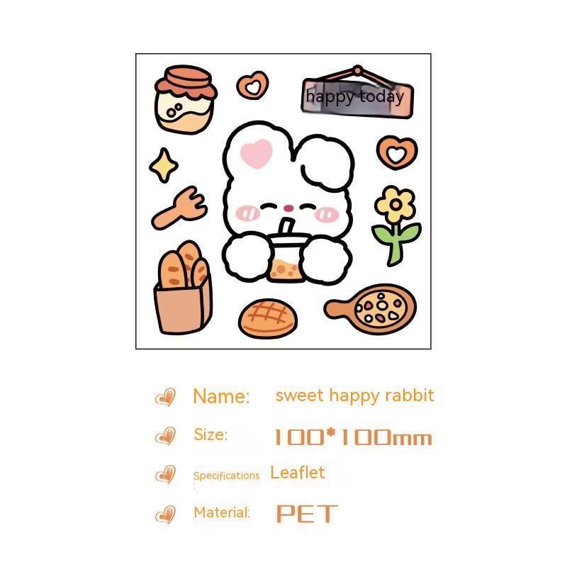 Cute Bear Clear Water Cup Stickers Children's Cartoon Korean Journal Material Mobile Phone Cup Decoration