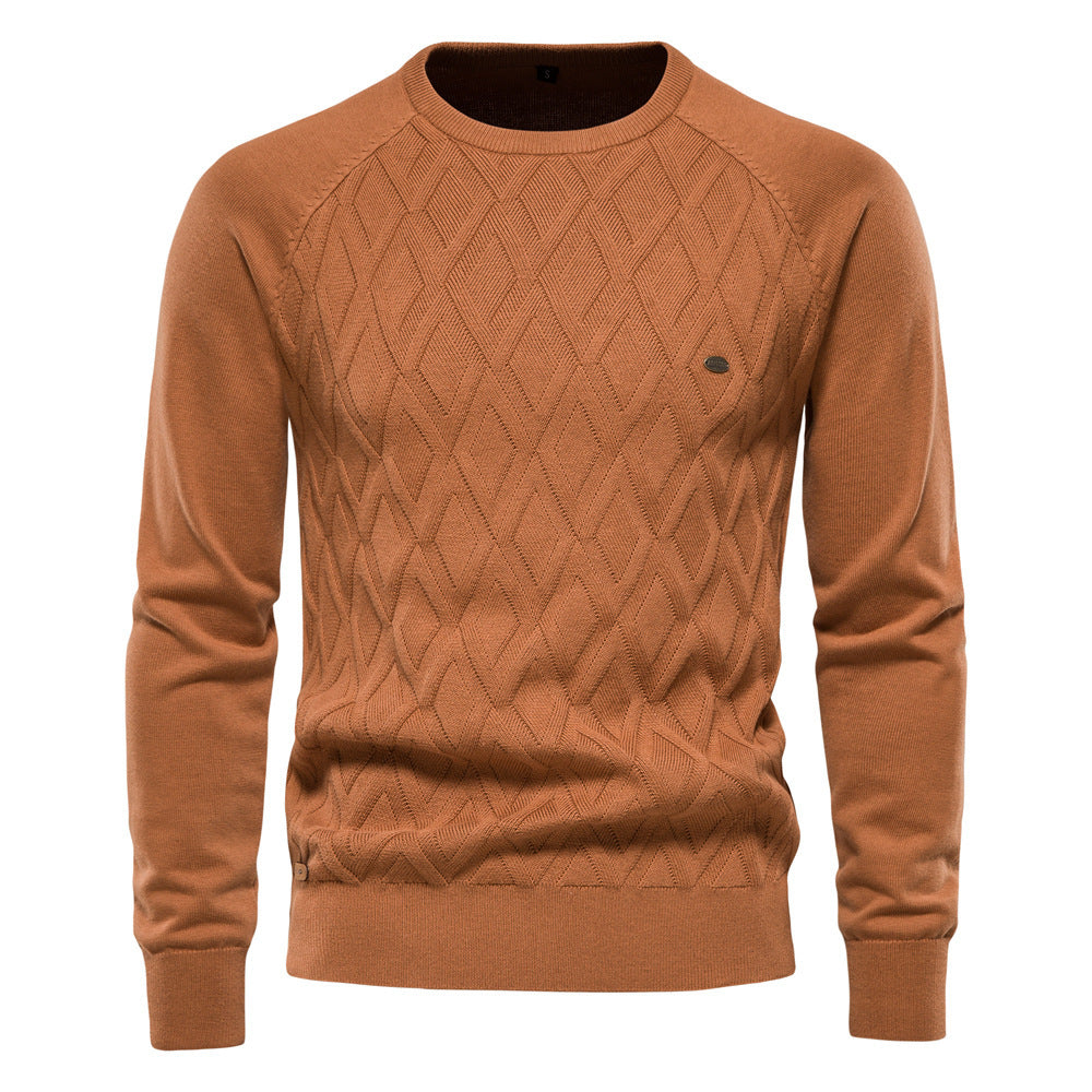 New Cotton Men's Sweater Pullover Solid Color