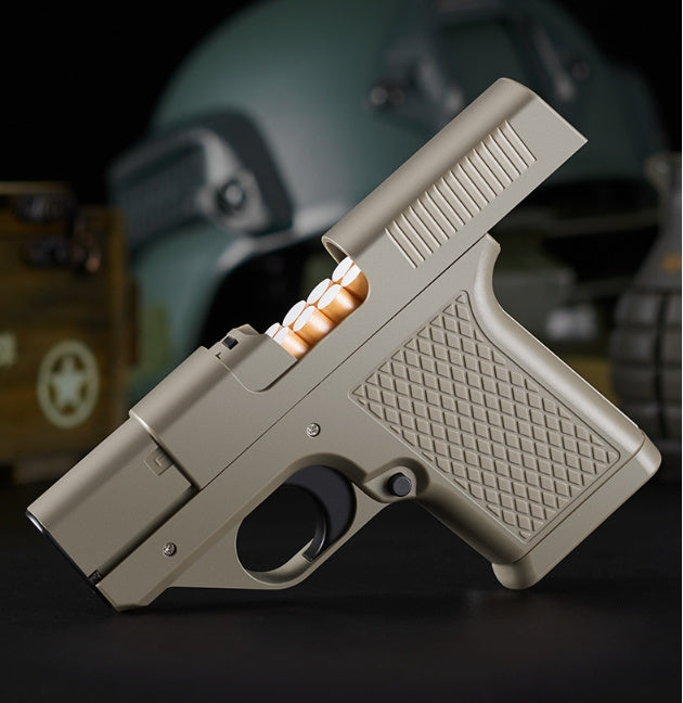 Focus One-click Trigger Linkage Decompression Toy Direct Punching Windproof Thick And Fine Smoke Pistol Lighter