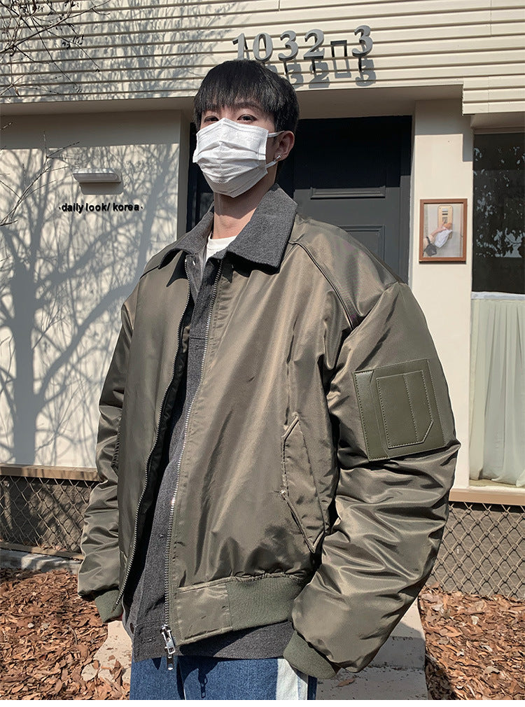 Winter High-grade Denim Stitching Two-piece Pilot Jacket