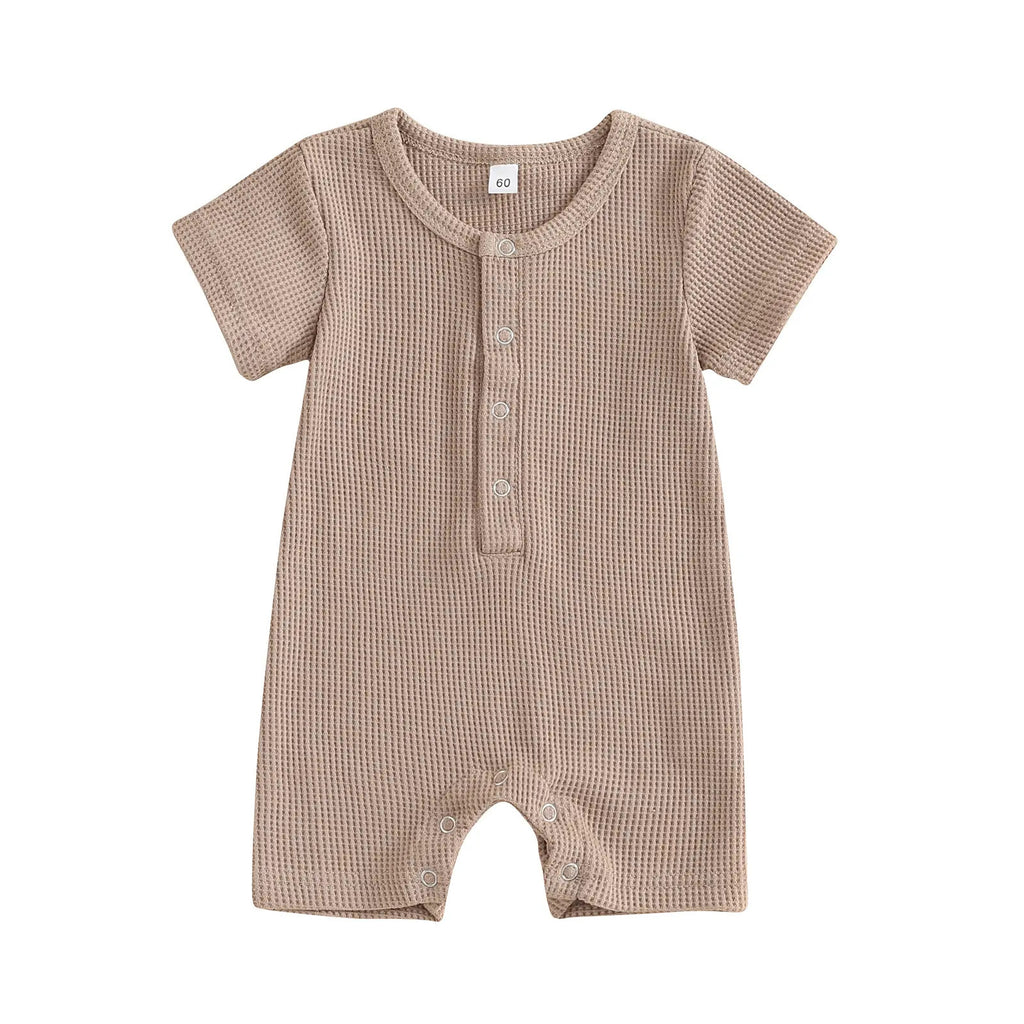 Children's Waffle Short-sleeved Jumpsuit