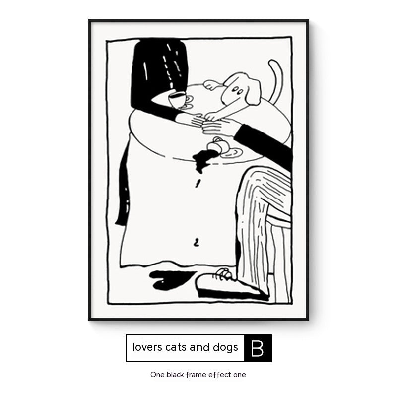 Cat And Dog Abstract Style Decorative Painting Interesting Art Style