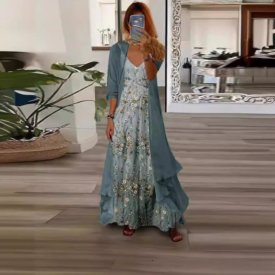 Women's Two-piece Digital Printing Sling Chiffon Jacket