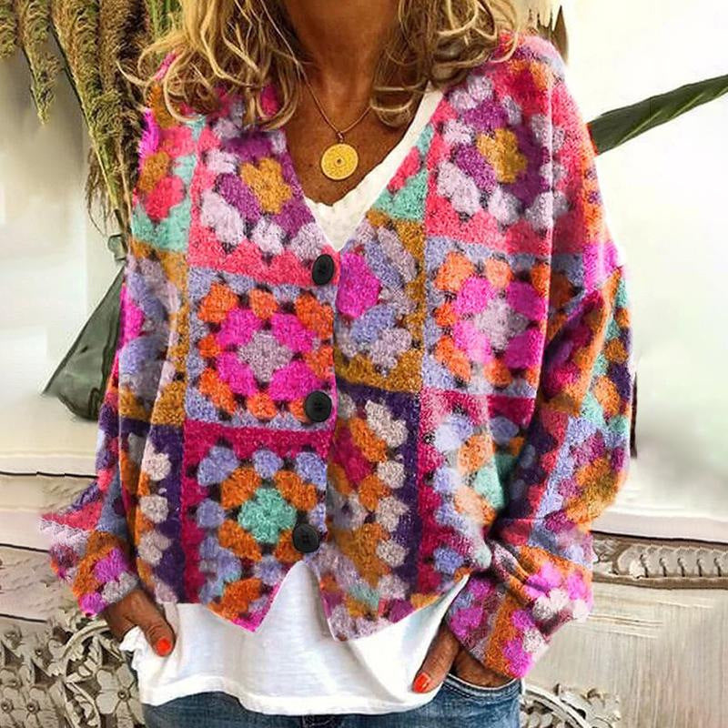 Christmas Abstract Printing Cloak Coat Cardigan Sweater