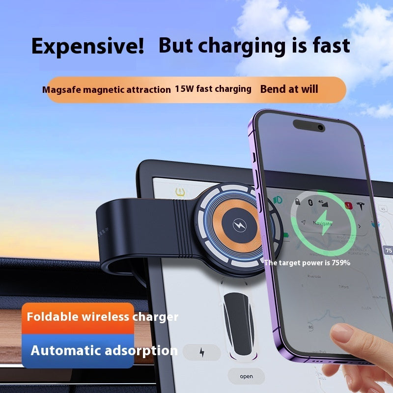 Large Screen Dashboard Bending Magnetic Suction Wireless Charger On-board Bracket