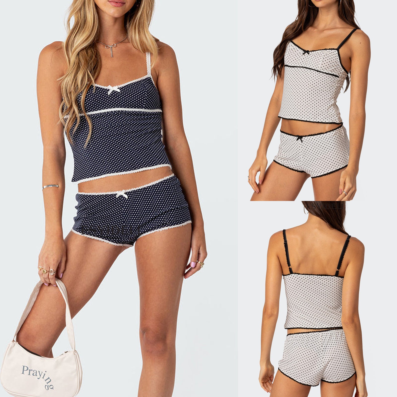 Top Lace Stitching Sexy Shorts Two-piece