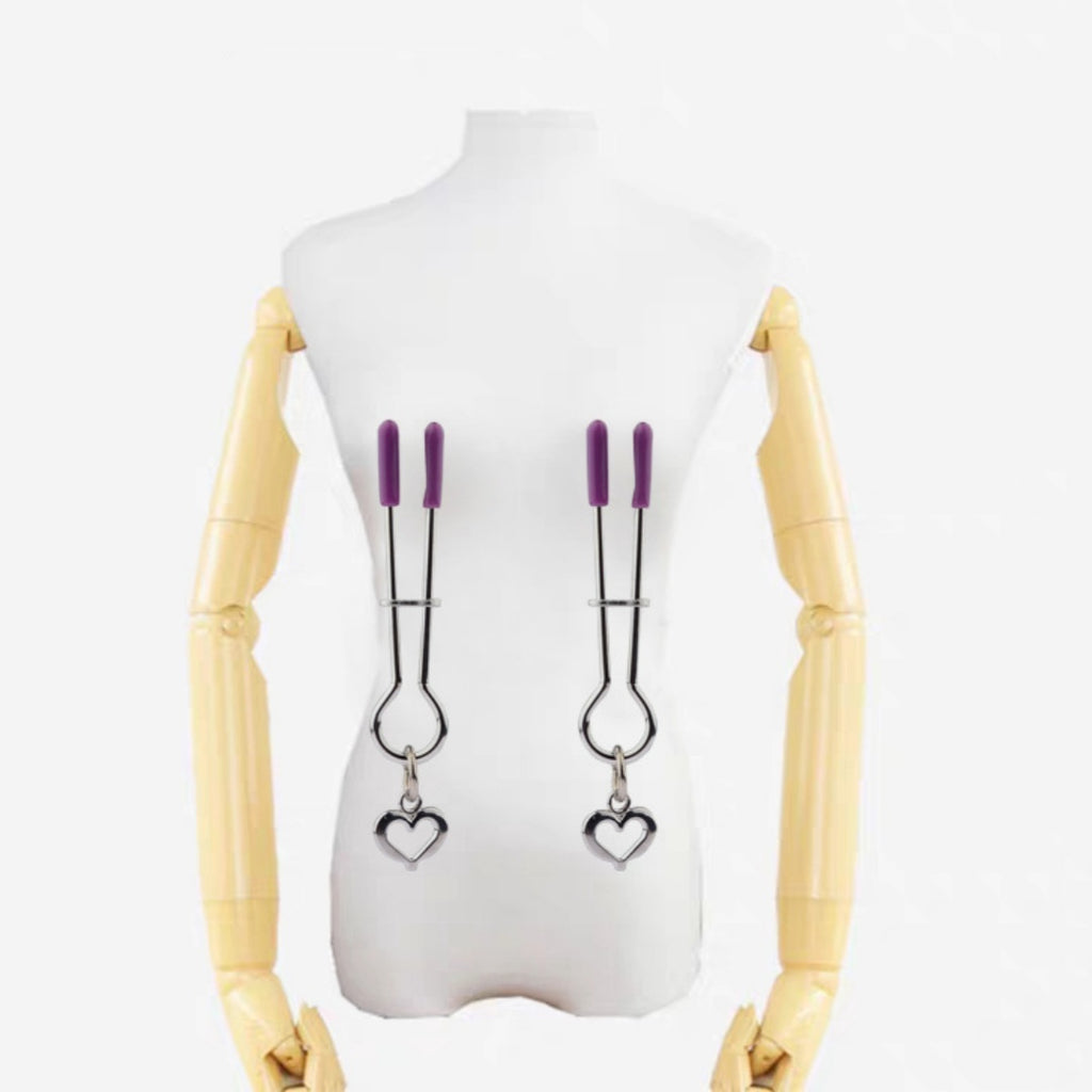 Toy Heart-shaped Pendant Pearl Nipple Clamp