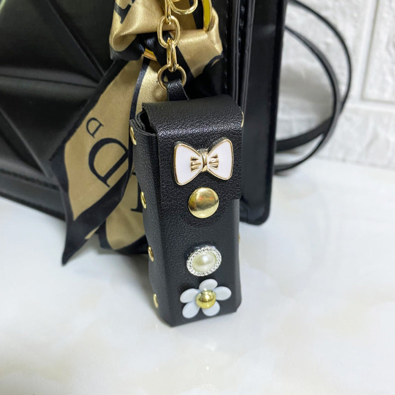 Fashion Simple Lipstick Pack Silk Scarf Keychain