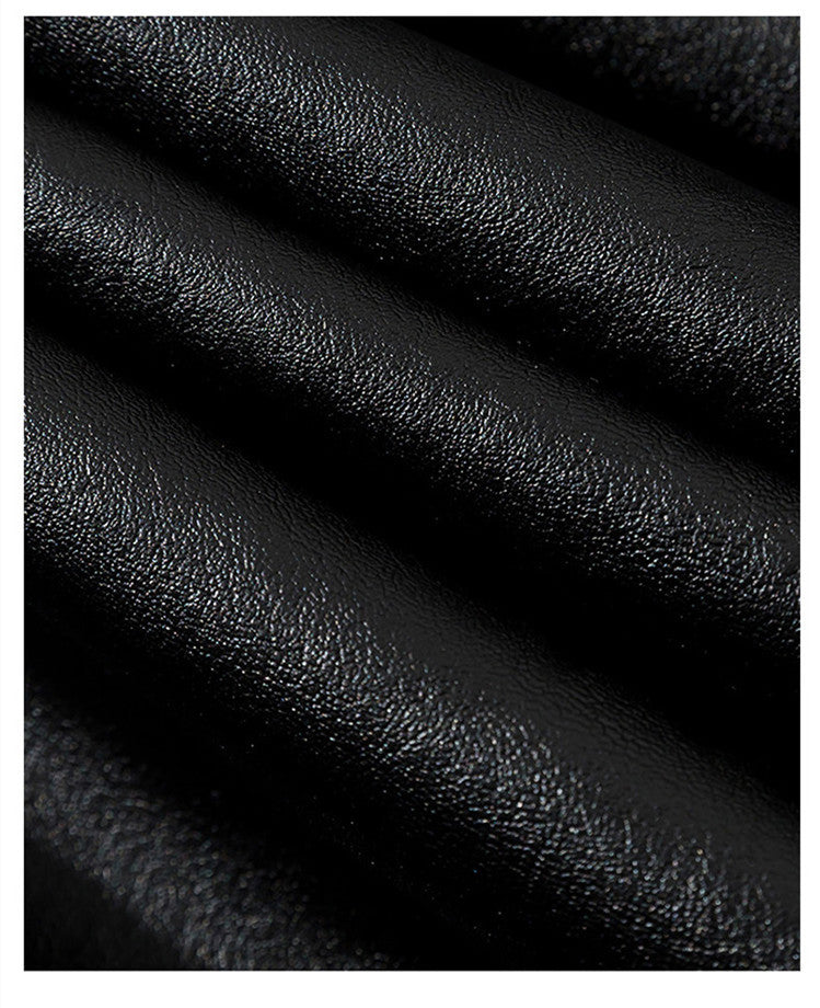 Fashionable Men's Loose Lapel Collar Handsome Leather Jacket