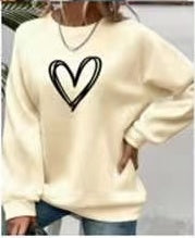Solid Color Love Print Round Neck Pullover Hoodie