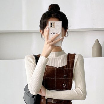 French Vintage Fashion Temperament Tweed Undershirt Dress