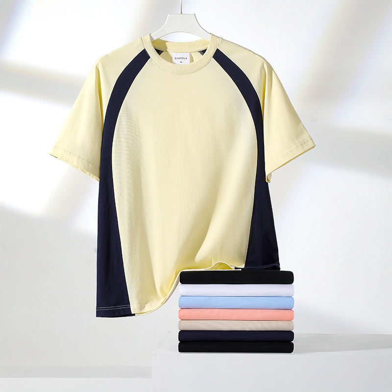 Combed Cotton Double Yarn Drop Shoulder Short Sleeve Matching Couple T-shirt