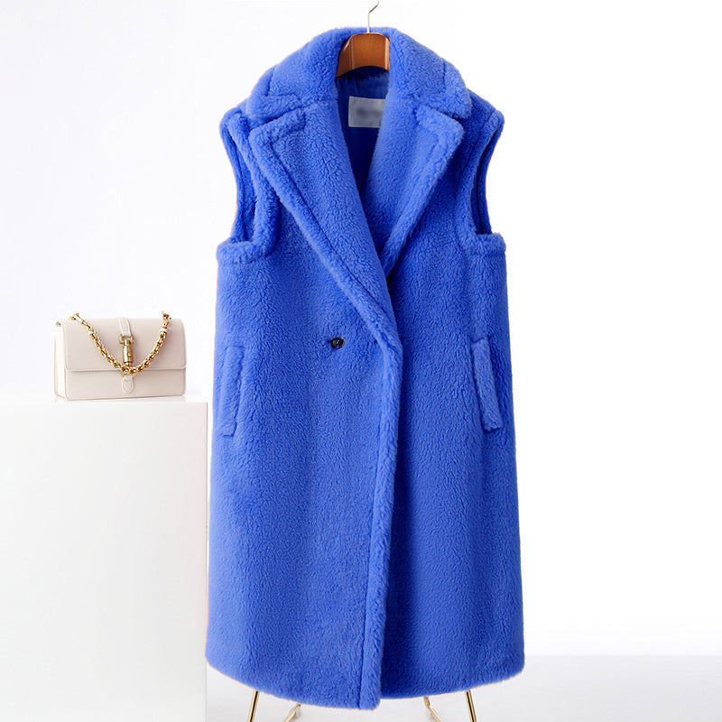 Women's Fur Long Profile Vest Jacket