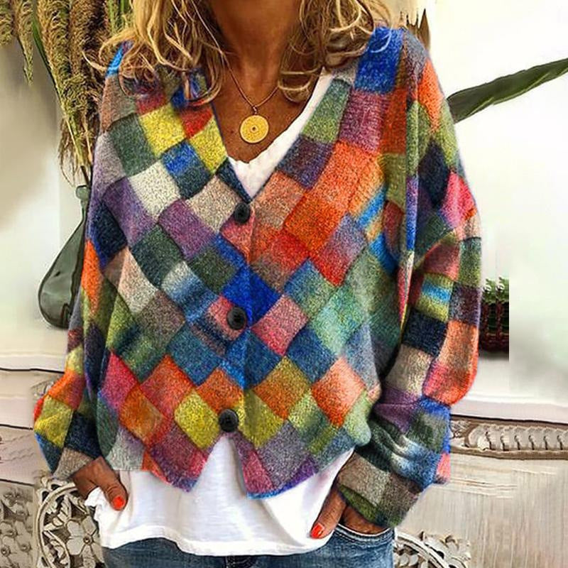 Christmas Abstract Printing Cloak Coat Cardigan Sweater