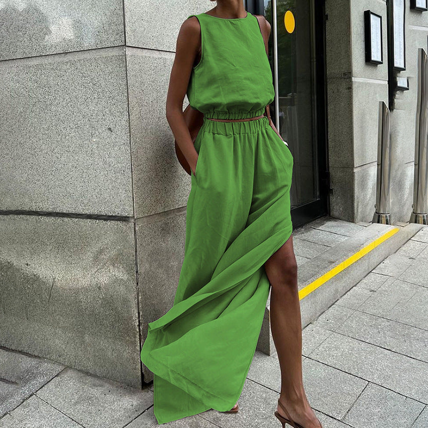 All-matching Slit Slim-fitting Solid Color Suit